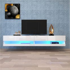70" Wall Mounted Floating TV Stand With 2 Storage Boxes, Suitable For Placing TVs Up To 80" - White