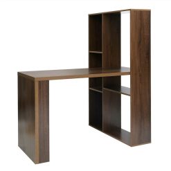 Home Office L-Shaped Computer Desk With Storage Shelves And Wooden Frame, For Game Room, Office, Study Room - Walnut -NEWTRAL Sales Shop 2 in 1 computer desk L shape Desktop with shelves 471414 2