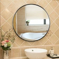 NEWTRAL Sales Shop 17 24" Round Wall-mounted Mirror, For Bathroom, Bedroom, Entrance, Powder Room - Black