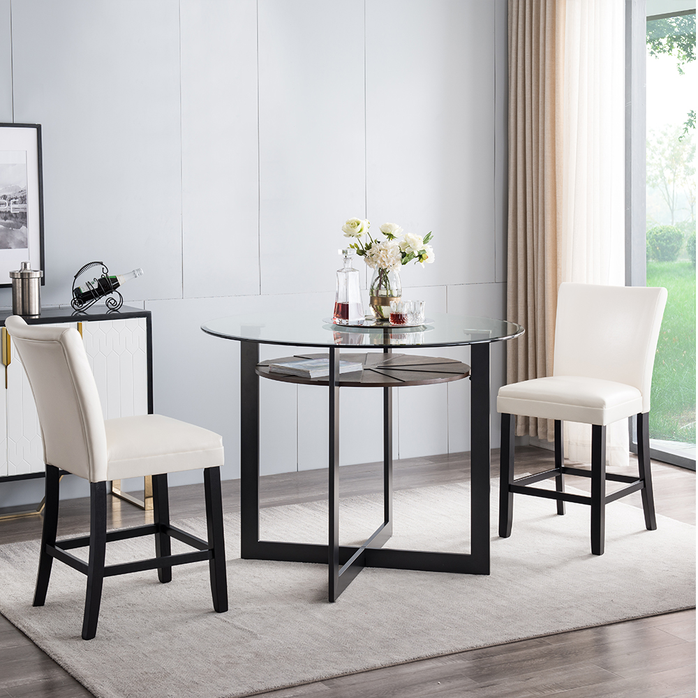 PU Backrest Dining Chair Set of 2, with Wooden Frame, for Restaurant, Cafe, Tavern, Office, Living Room - White PU Backrest Dining Chair Set Of 2, With Wooden Frame, For Restaurant, Cafe, Tavern, Office, Living Room - White -NEWTRAL Sales Shop 25 6 quot Counter Stool Set of 2 470654 5