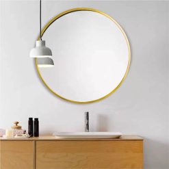 28" Round Wall-mounted Mirror, For Bathroom, Bedroom, Entrance, Powder Room - Gold -NEWTRAL Sales Shop 28 quot Wall Circle Mirror Large Round Gold Farmhouse Circular Mirror for Wall Decor Big Bathroom Make Up Vanity Mirror Entryway Mirror 461241 1