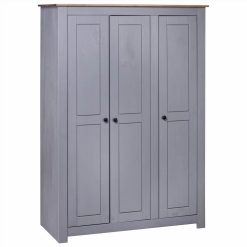 3-Door Wardrobe Grey 118x50x171.5 Cm Pine Panama Range