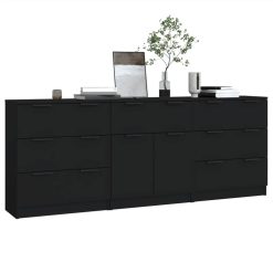 3 Piece Sideboards Black Engineered Wood -NEWTRAL Sales Shop 3 Piece Sideboards Black Engineered Wood 515455 2