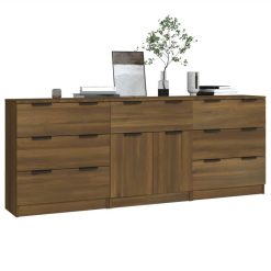 3 Piece Sideboards Brown Oak Engineered Wood -NEWTRAL Sales Shop 3 Piece Sideboards Brown Oak Engineered Wood 515465 2
