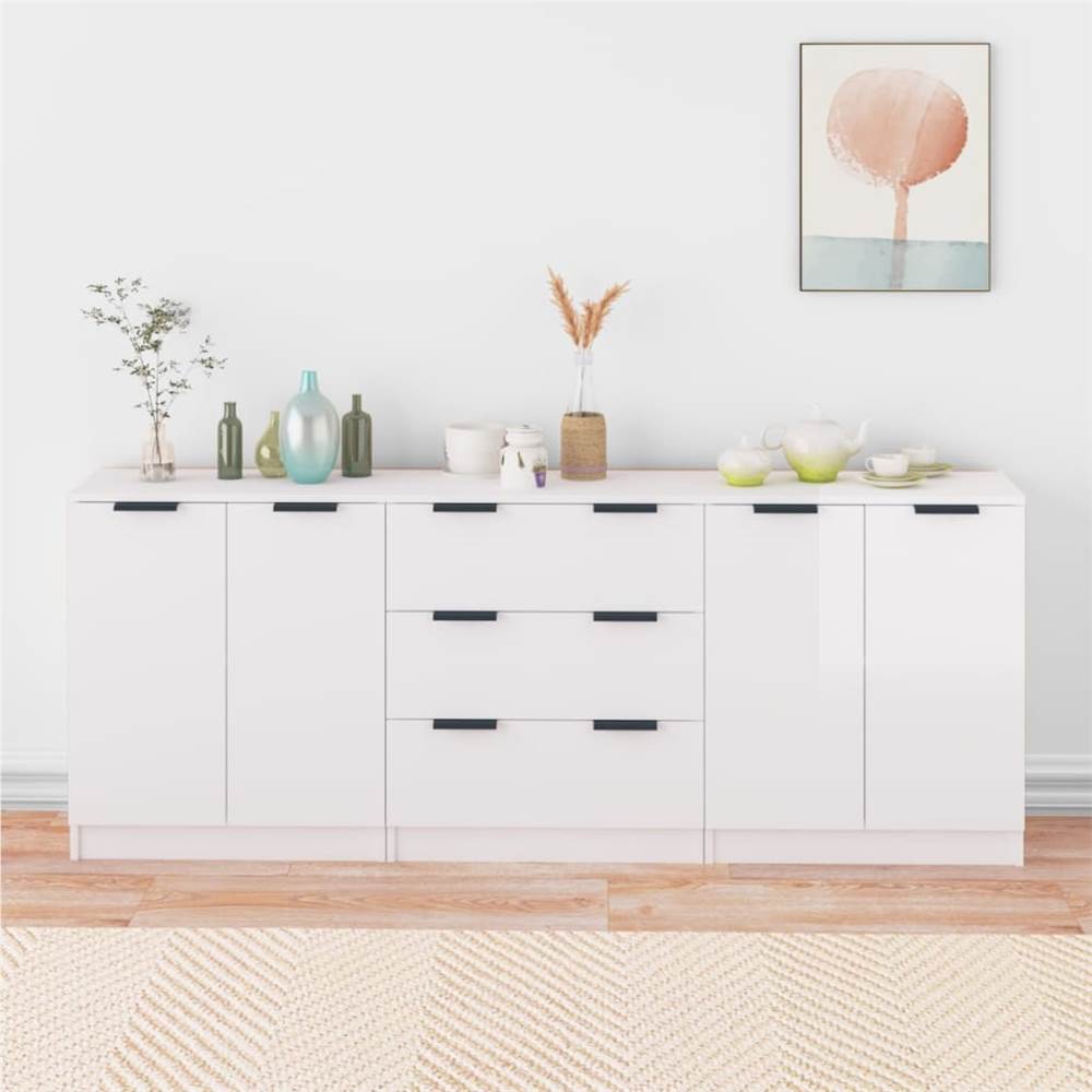 3 Piece Sideboards High Gloss White Engineered Wood 3 Piece Sideboards High Gloss White Engineered Wood -NEWTRAL Sales Shop 3 Piece Sideboards High Gloss White Engineered Wood 515233 0