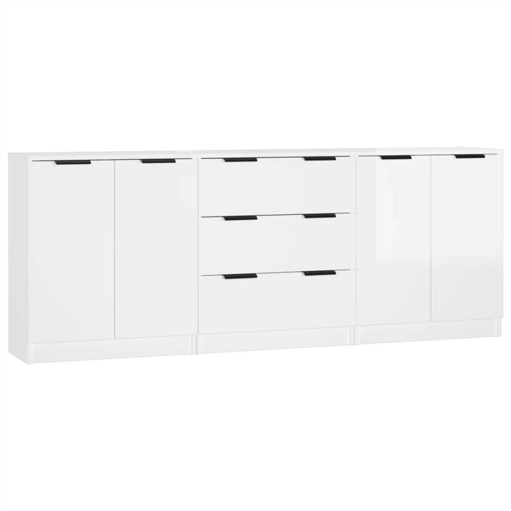 3 Piece Sideboards High Gloss White Engineered Wood 3 Piece Sideboards High Gloss White Engineered Wood -NEWTRAL Sales Shop 3 Piece Sideboards High Gloss White Engineered Wood 515233 1