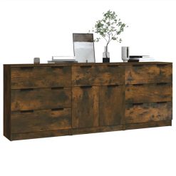 3 Piece Sideboards Smoked Oak Engineered Wood -NEWTRAL Sales Shop 3 Piece Sideboards Smoked Oak Engineered Wood 515488 2