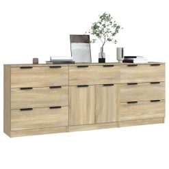 3 Piece Sideboards Sonoma Oak Engineered Wood -NEWTRAL Sales Shop 3 Piece Sideboards Sonoma Oak Engineered Wood 515456 2