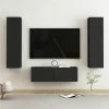 3 Piece TV Cabinet Set Black Chipboard
