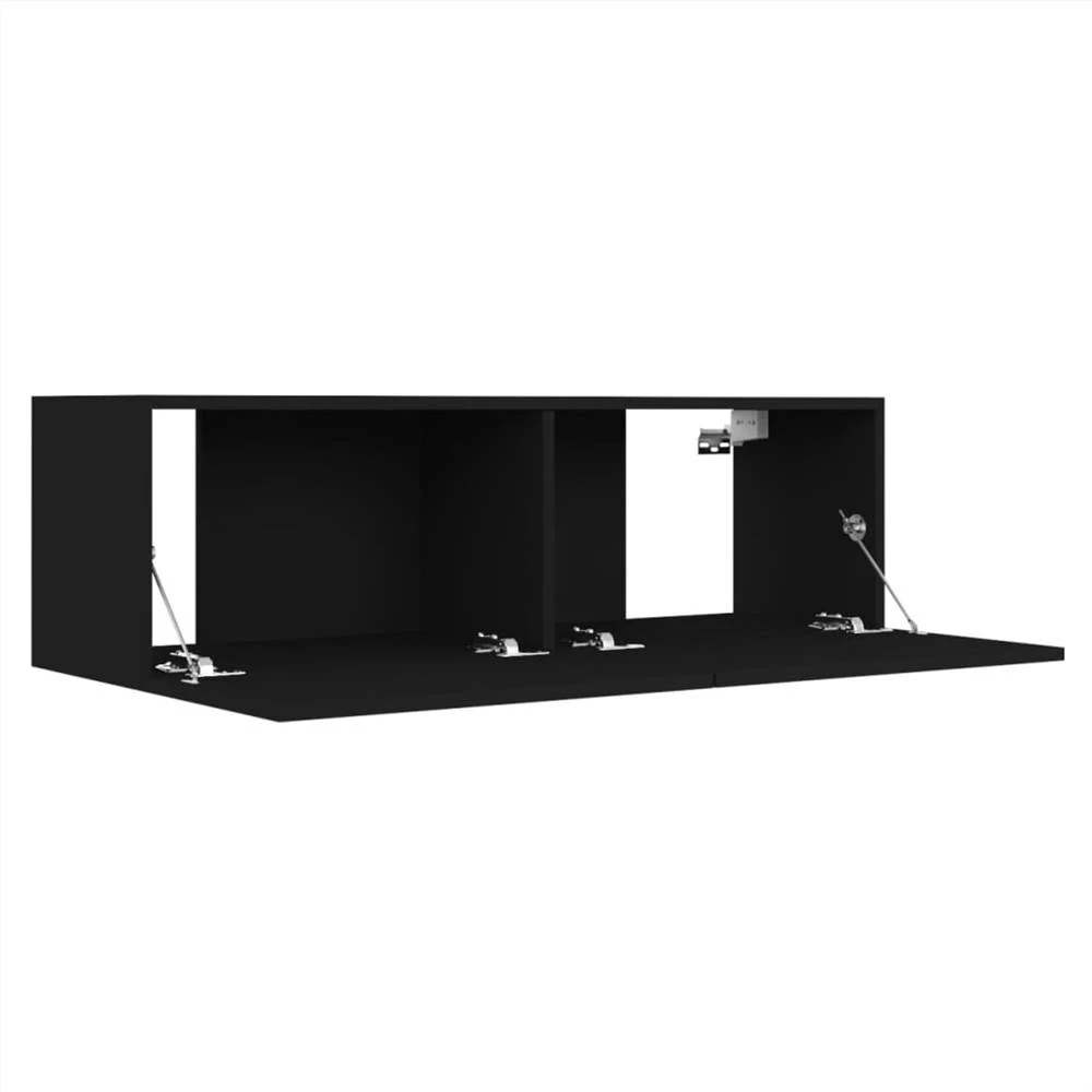 3 Piece TV Cabinet Set Black Chipboard 6 3 Piece TV Cabinet Set Black Chipboard - Image 6
