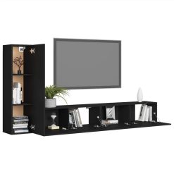 3 Piece TV Cabinet Set Black Chipboard -NEWTRAL Sales Shop 3 Piece TV Cabinet Set Black Chipboard 483411 2