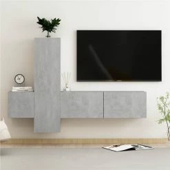 3 Piece TV Cabinet Set Concrete Grey Chipboard
