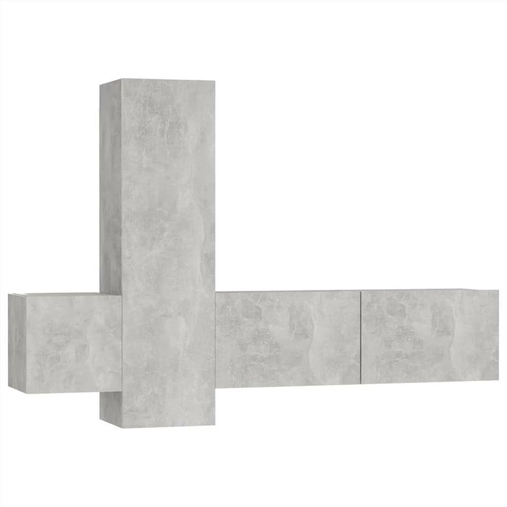3 Piece TV Cabinet Set Concrete Grey Chipboard 2 3 Piece TV Cabinet Set Concrete Grey Chipboard - Image 2