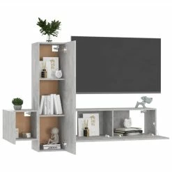 3 Piece TV Cabinet Set Concrete Grey Chipboard 8 3 Piece TV Cabinet Set Concrete Grey Chipboard -NEWTRAL Sales Shop 3 Piece TV Cabinet Set Concrete Grey Chipboard 473787 2