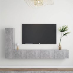 3 Piece TV Cabinet Set Concrete Grey Chipboard