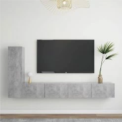 3 Piece TV Cabinet Set Concrete Grey Chipboard