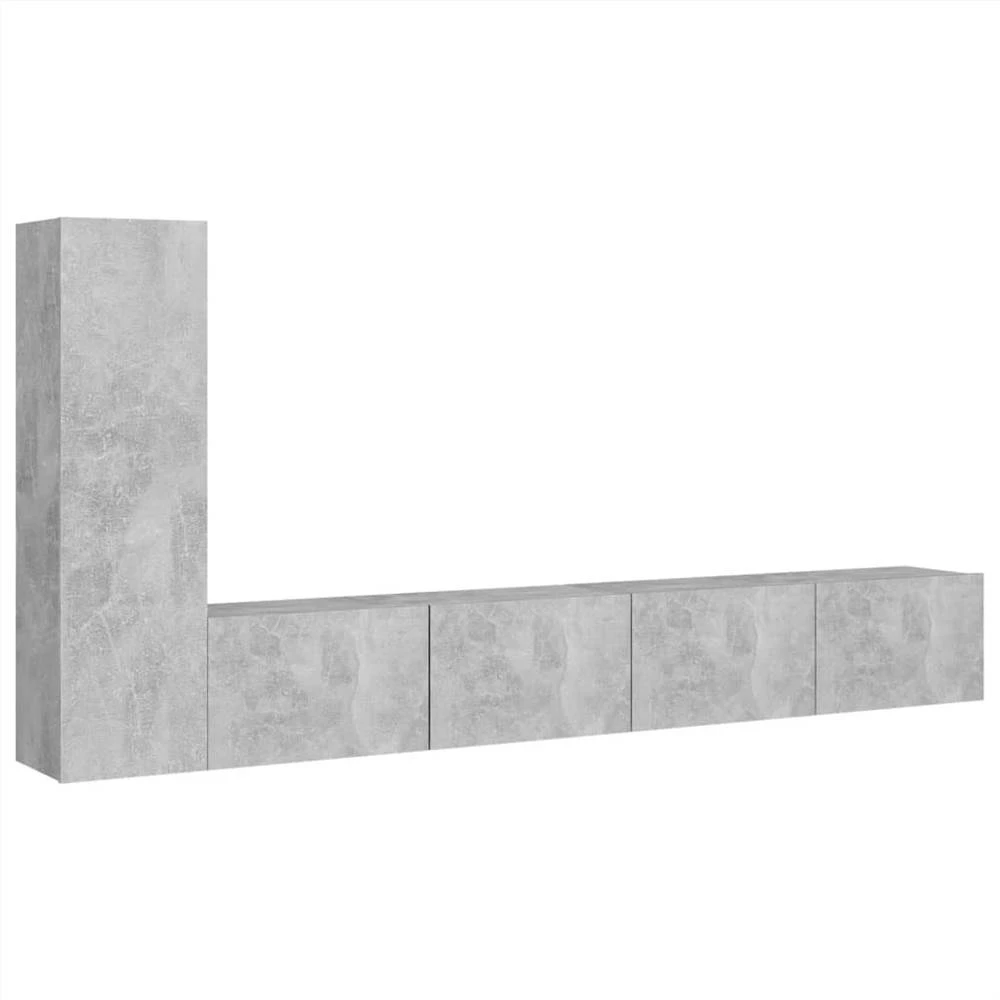 3 Piece TV Cabinet Set Concrete Grey Chipboard 2 3 Piece TV Cabinet Set Concrete Grey Chipboard - Image 2
