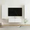 3 Piece TV Cabinet Set High Gloss White Chipboard