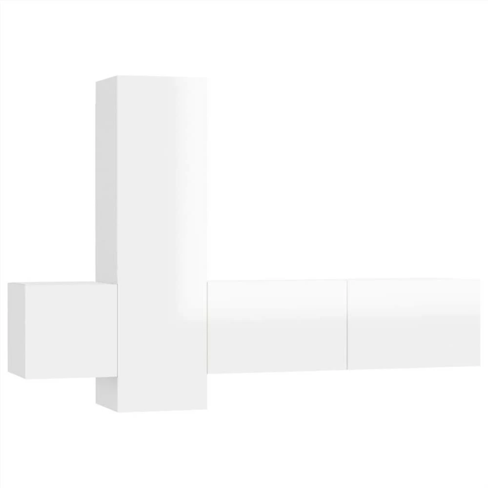 3 Piece TV Cabinet Set High Gloss White Chipboard 2 3 Piece TV Cabinet Set High Gloss White Chipboard - Image 2