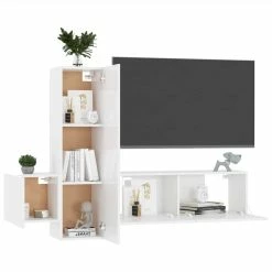 3 Piece TV Cabinet Set High Gloss White Chipboard 8 3 Piece TV Cabinet Set High Gloss White Chipboard -NEWTRAL Sales Shop 3 Piece TV Cabinet Set High Gloss White Chipboard 476533 2