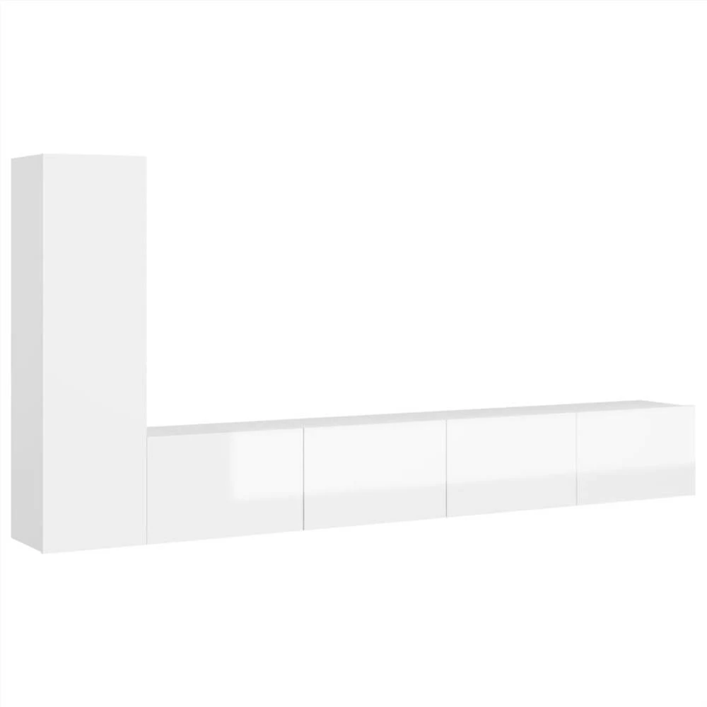 3 Piece TV Cabinet Set High Gloss White Chipboard 2 3 Piece TV Cabinet Set High Gloss White Chipboard - Image 2