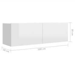 3 Piece TV Cabinet Set High Gloss White Chipboard -NEWTRAL Sales Shop 3 Piece TV Cabinet Set High Gloss White Chipboard 482489 5