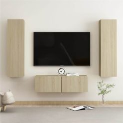 3 Piece TV Cabinet Set Sonoma Oak Chipboard