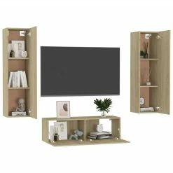 3 Piece TV Cabinet Set Sonoma Oak Chipboard 8 3 Piece TV Cabinet Set Sonoma Oak Chipboard -NEWTRAL Sales Shop 3 Piece TV Cabinet Set Sonoma Oak Chipboard 473733 2