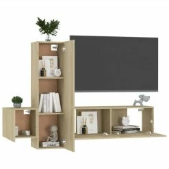 3 Piece TV Cabinet Set Sonoma Oak Chipboard 8 3 Piece TV Cabinet Set Sonoma Oak Chipboard -NEWTRAL Sales Shop 3 Piece TV Cabinet Set Sonoma Oak Chipboard 473749 2