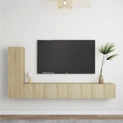 3 Piece TV Cabinet Set Sonoma Oak Chipboard