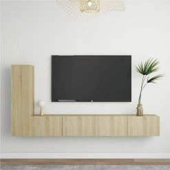 3 Piece TV Cabinet Set Sonoma Oak Chipboard