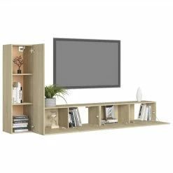3 Piece TV Cabinet Set Sonoma Oak Chipboard 8 3 Piece TV Cabinet Set Sonoma Oak Chipboard -NEWTRAL Sales Shop 3 Piece TV Cabinet Set Sonoma Oak Chipboard 483187 2