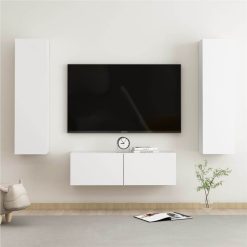 3 Piece TV Cabinet Set White Chipboard