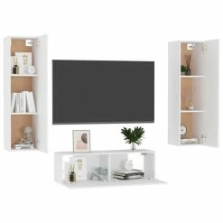 3 Piece TV Cabinet Set White Chipboard 8 3 Piece TV Cabinet Set White Chipboard -NEWTRAL Sales Shop 3 Piece TV Cabinet Set White Chipboard 473730 2