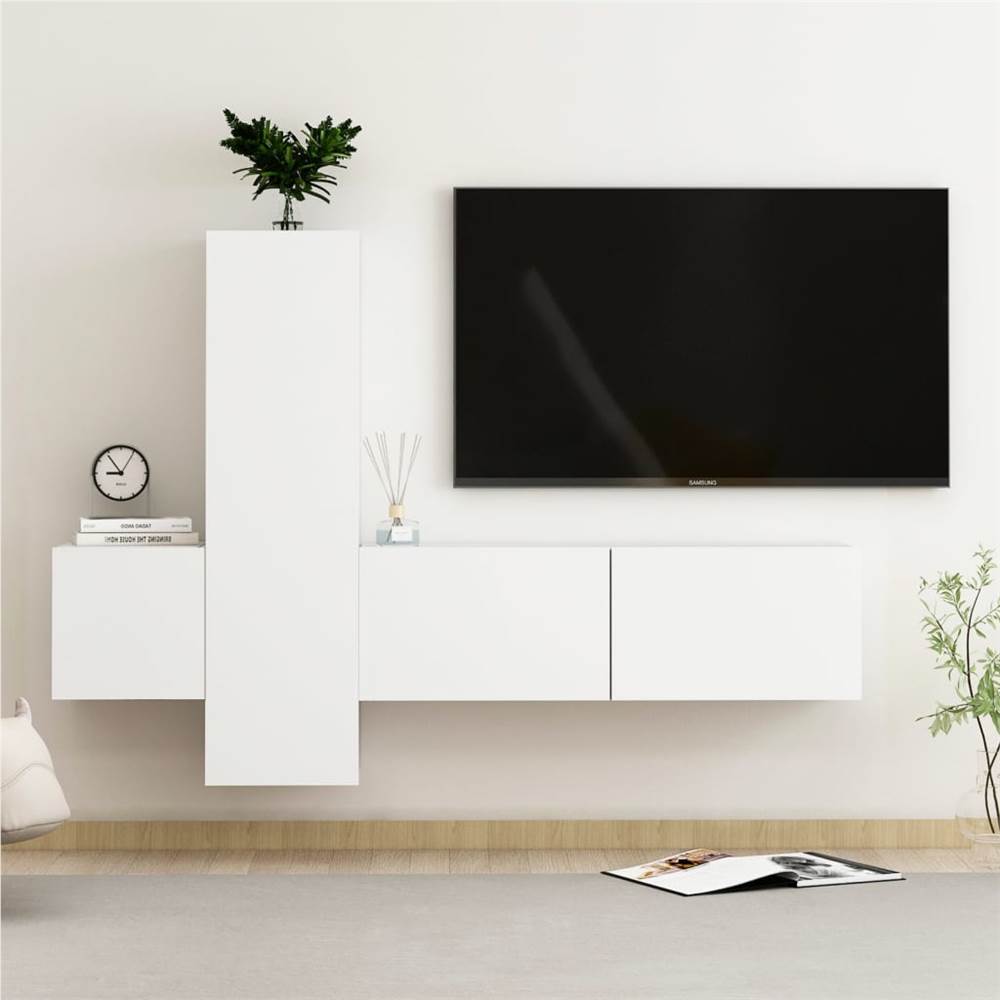 3 Piece TV Cabinet Set White Chipboard 3 Piece TV Cabinet Set White Chipboard -NEWTRAL Sales Shop 3 Piece TV Cabinet Set White Chipboard 473742 0