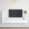 3 Piece TV Cabinet Set White Chipboard