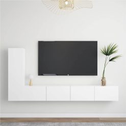 3 Piece TV Cabinet Set White Chipboard