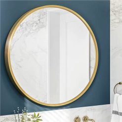32" Round Wall-mounted Mirror, For Bathroom, Bedroom, Entrance, Powder Room - Gold -NEWTRAL Sales Shop 32 quot Wall Circle Mirror Large Round Gold Farmhouse Circular Mirror for Wall Decor Big Bathroom Make Up Vanity Mirror Entryway Mirror 461242 1