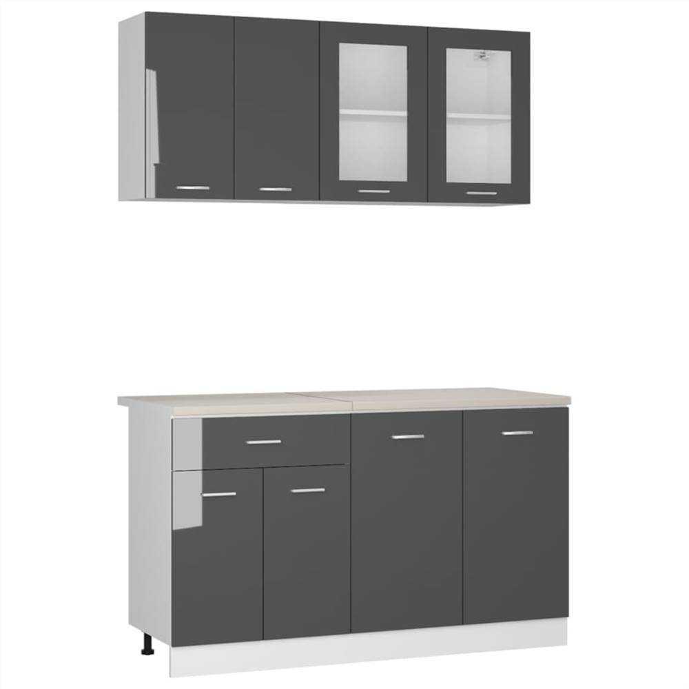 4 Piece Kitchen Cabinet Set with Worktop High Gloss Grey 4 Piece Kitchen Cabinet Set With Worktop High Gloss Grey -NEWTRAL Sales Shop 4 Piece Kitchen Cabinet Set with Worktop High Gloss Grey 511879 1