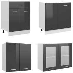 4 Piece Kitchen Cabinet Set With Worktop High Gloss Grey 3 4 Piece Kitchen Cabinet Set With Worktop High Gloss Grey -NEWTRAL Sales Shop 4 Piece Kitchen Cabinet Set with Worktop High Gloss Grey 511879 3