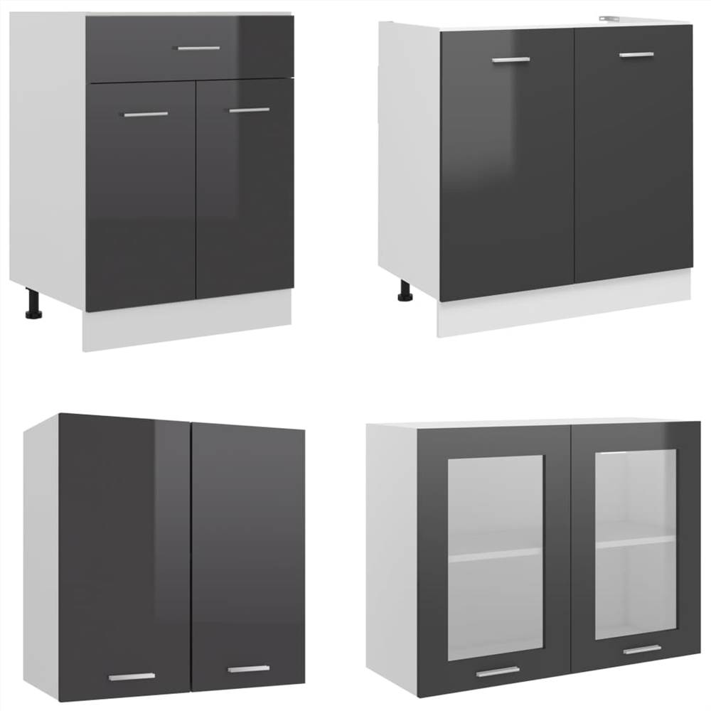 4 Piece Kitchen Cabinet Set with Worktop High Gloss Grey 4 Piece Kitchen Cabinet Set With Worktop High Gloss Grey -NEWTRAL Sales Shop 4 Piece Kitchen Cabinet Set with Worktop High Gloss Grey 511879 3