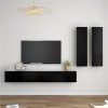4 Piece TV Cabinet Set Black Chipboard