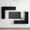 4 Piece TV Cabinet Set Black Chipboard