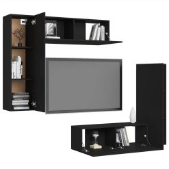4 Piece TV Cabinet Set Black Chipboard -NEWTRAL Sales Shop 4 Piece TV Cabinet Set Black Chipboard 482381 2