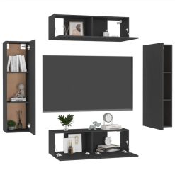 4 Piece TV Cabinet Set Black Chipboard 2 4 Piece TV Cabinet Set Black Chipboard -NEWTRAL Sales Shop 4 Piece TV Cabinet Set Black Chipboard 483460 2
