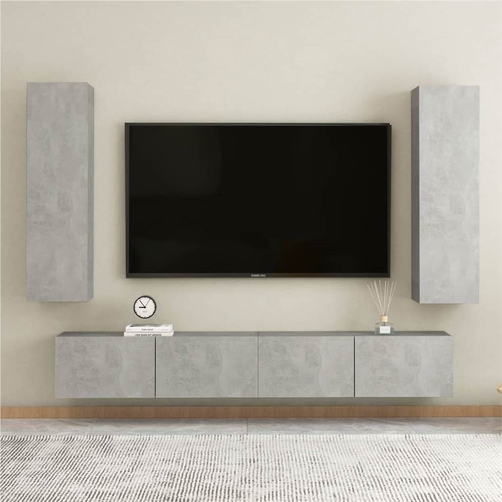 4 Piece TV Cabinet Set Concrete Grey Chipboard 4 Piece TV Cabinet Set Concrete Grey Chipboard -NEWTRAL Sales Shop 4 Piece TV Cabinet Set Concrete Grey Chipboard 483291 0