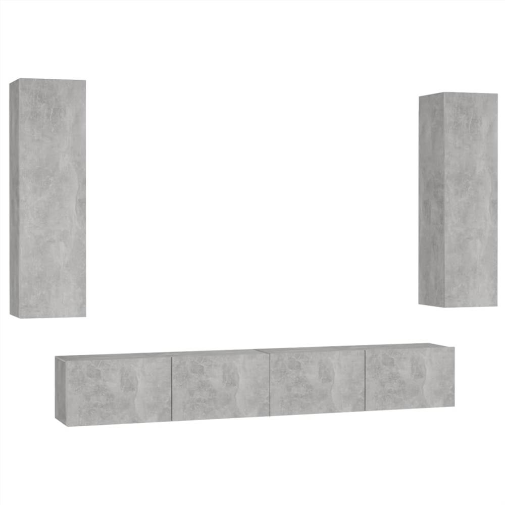4 Piece TV Cabinet Set Concrete Grey Chipboard 4 Piece TV Cabinet Set Concrete Grey Chipboard -NEWTRAL Sales Shop 4 Piece TV Cabinet Set Concrete Grey Chipboard 483291 1