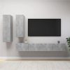 4 Piece TV Cabinet Set Concrete Grey Chipboard