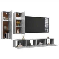 4 Piece TV Cabinet Set Concrete Grey Chipboard -NEWTRAL Sales Shop 4 Piece TV Cabinet Set Concrete Grey Chipboard 483311 2