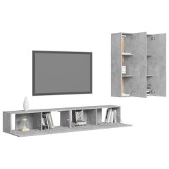 4 Piece TV Cabinet Set Concrete Grey Chipboard -NEWTRAL Sales Shop 4 Piece TV Cabinet Set Concrete Grey Chipboard 483403 2
